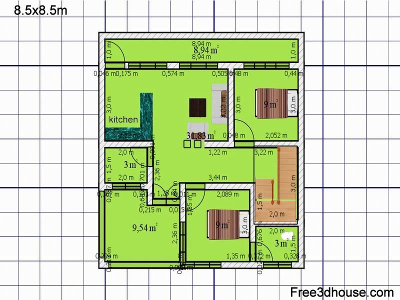 Free 8 5x8 5m House Plan, House Plan For 20×20 Site